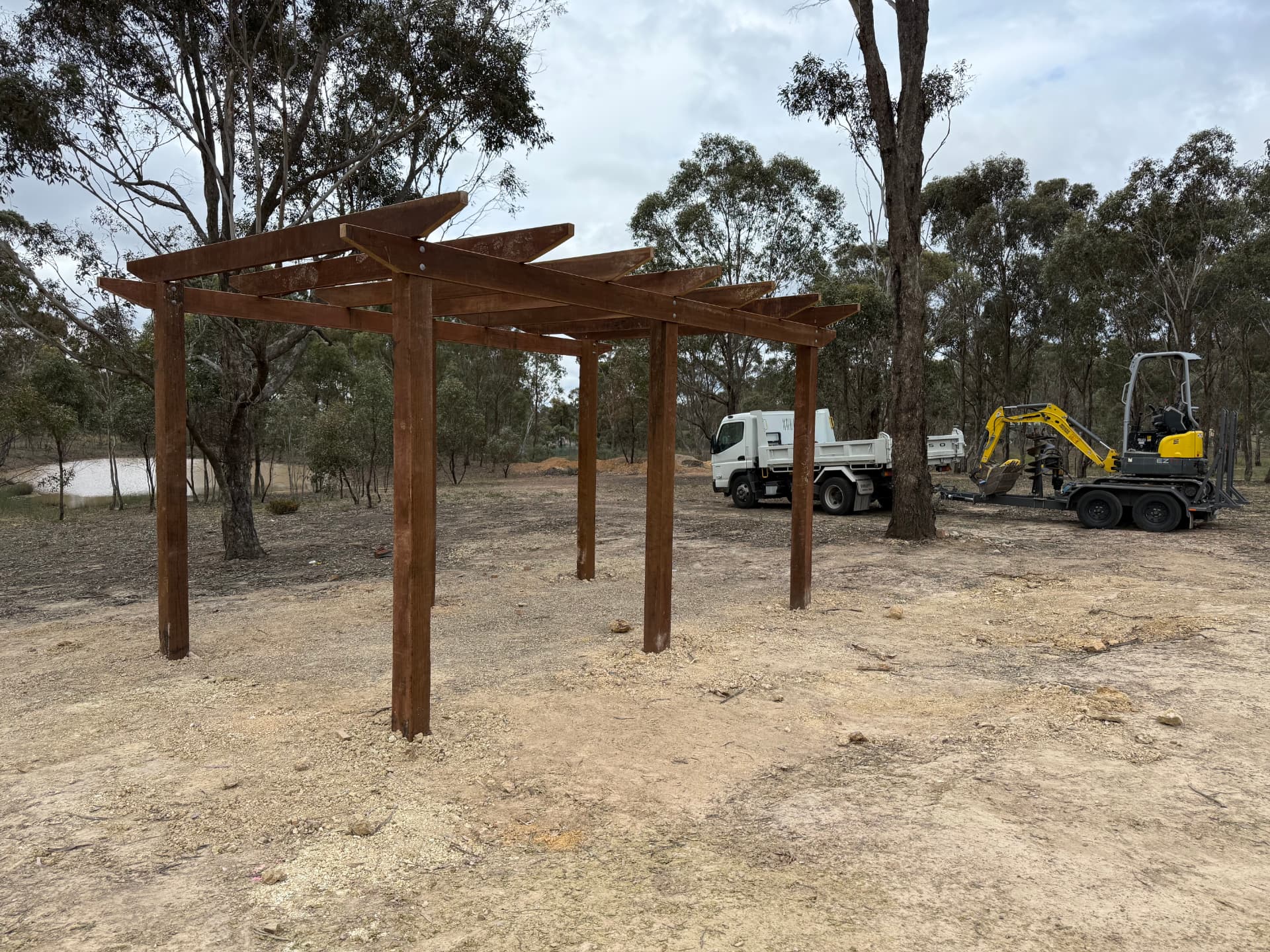 Pergola over a timber deck in Melbourne