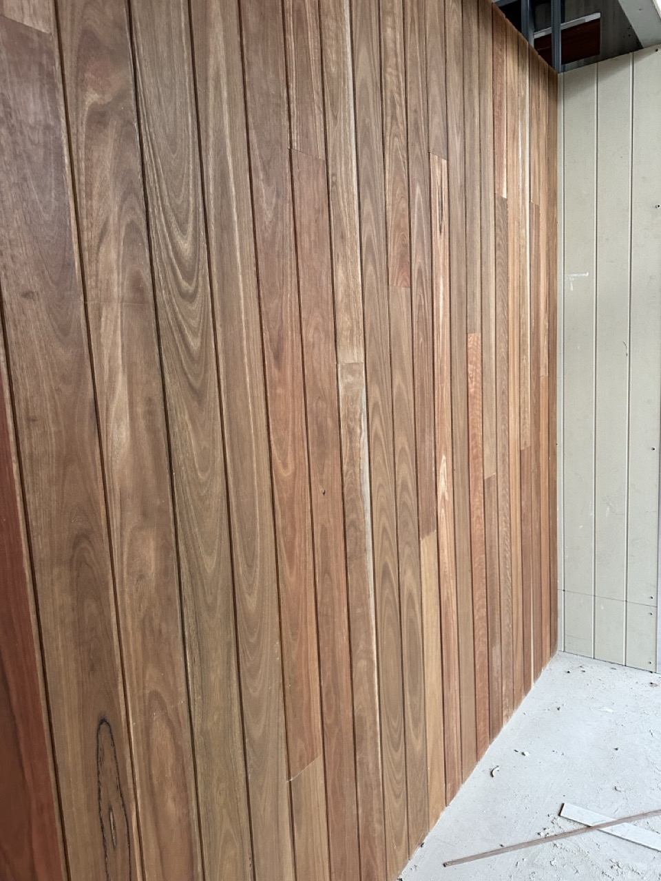Vertical timber slat feature wall