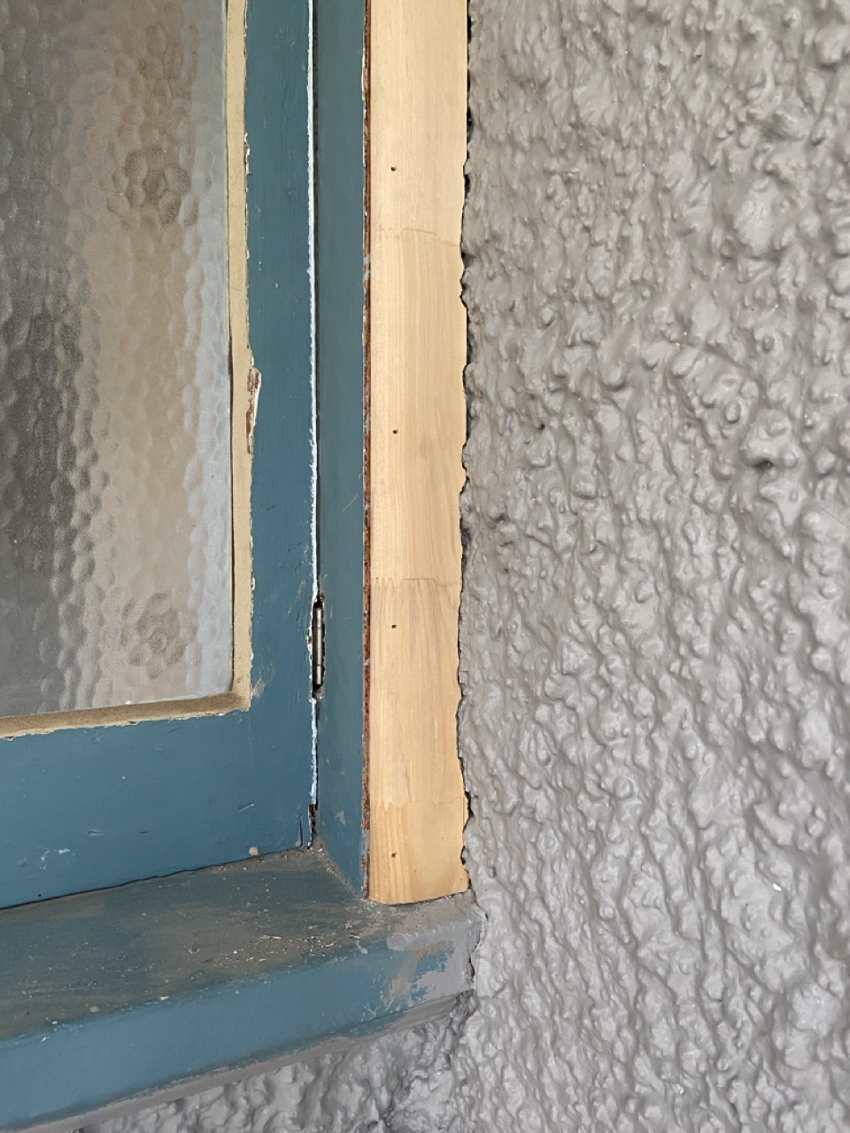 Timber window frame repair in progress