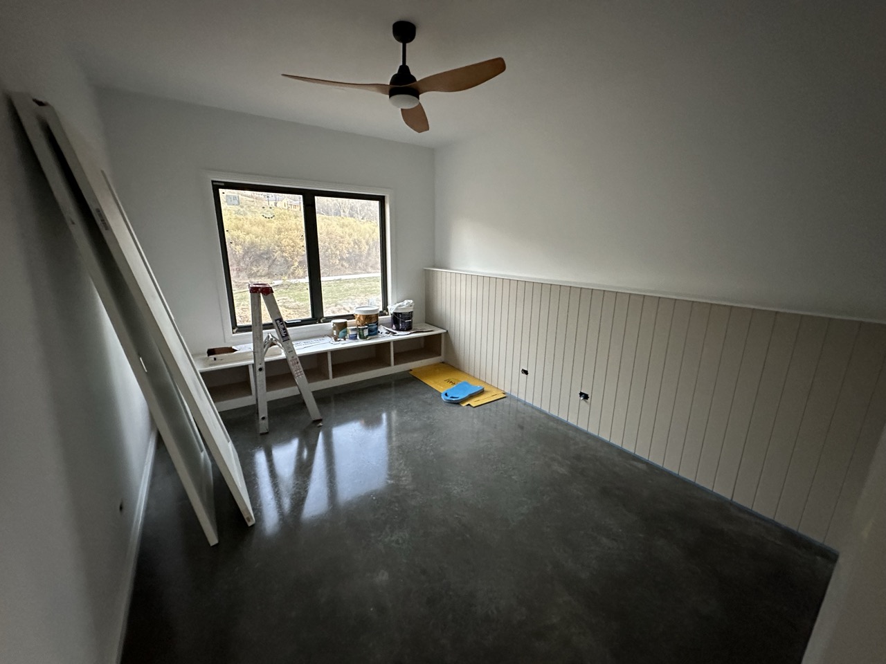 Interior room with timber feature wall and built-in seat